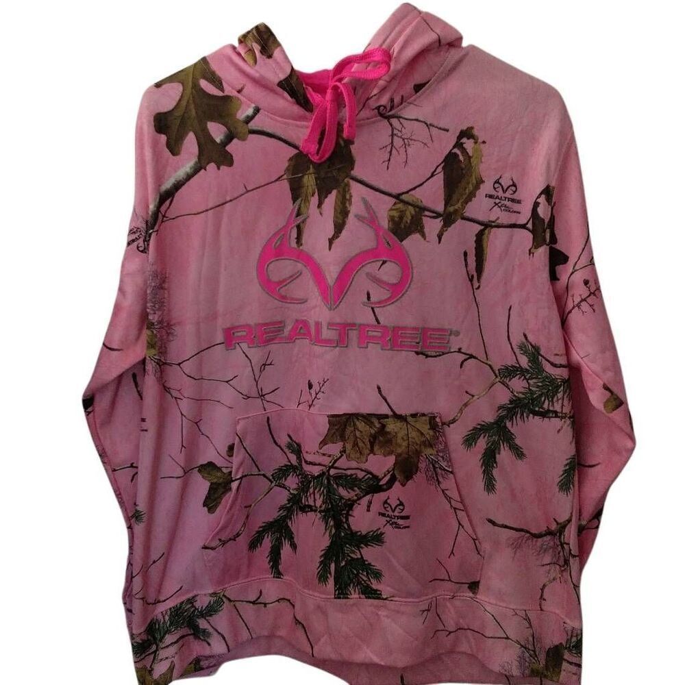 REALTREE Girls Pink Camo Hoodie Size Large (12-14) Kangaroo Pocket